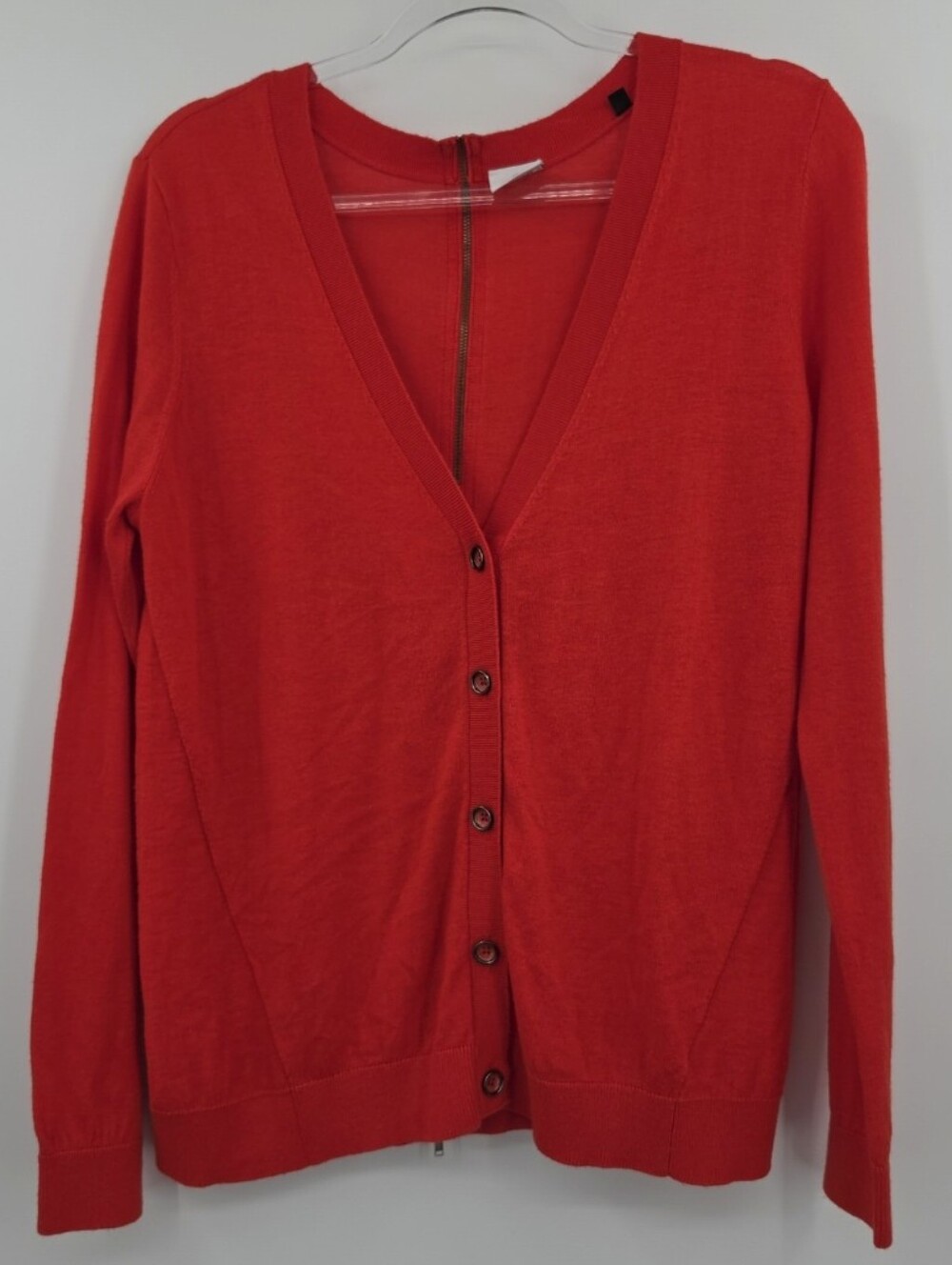 Cabi Cobblestone Cardigan Sweater Medium Red V Neck Long Sleeve Button Front